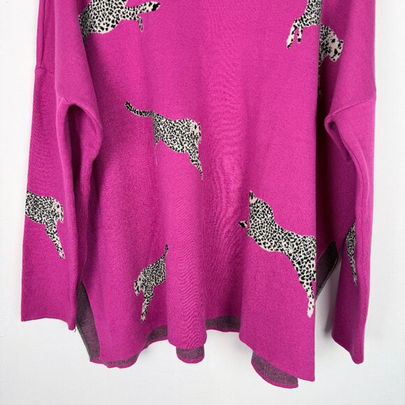 NWT Entro Primal Print Mock Neck Sweater Chunky Hot Pink Size Large L NEW - Picture 12 of 12